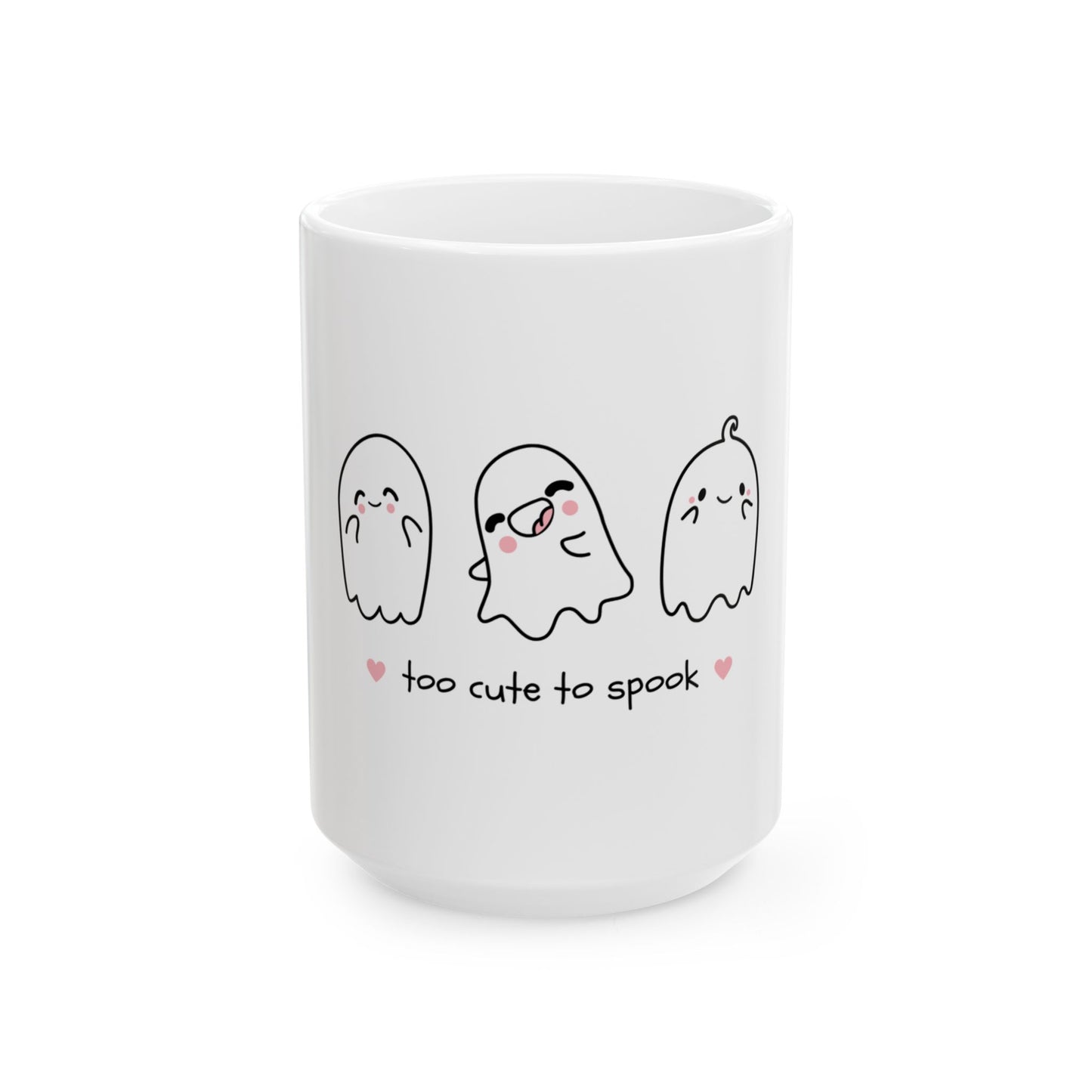 Cute Ghosts Ceramic Mug – "Too Cute to Spook" – Perfect Halloween Gift!
