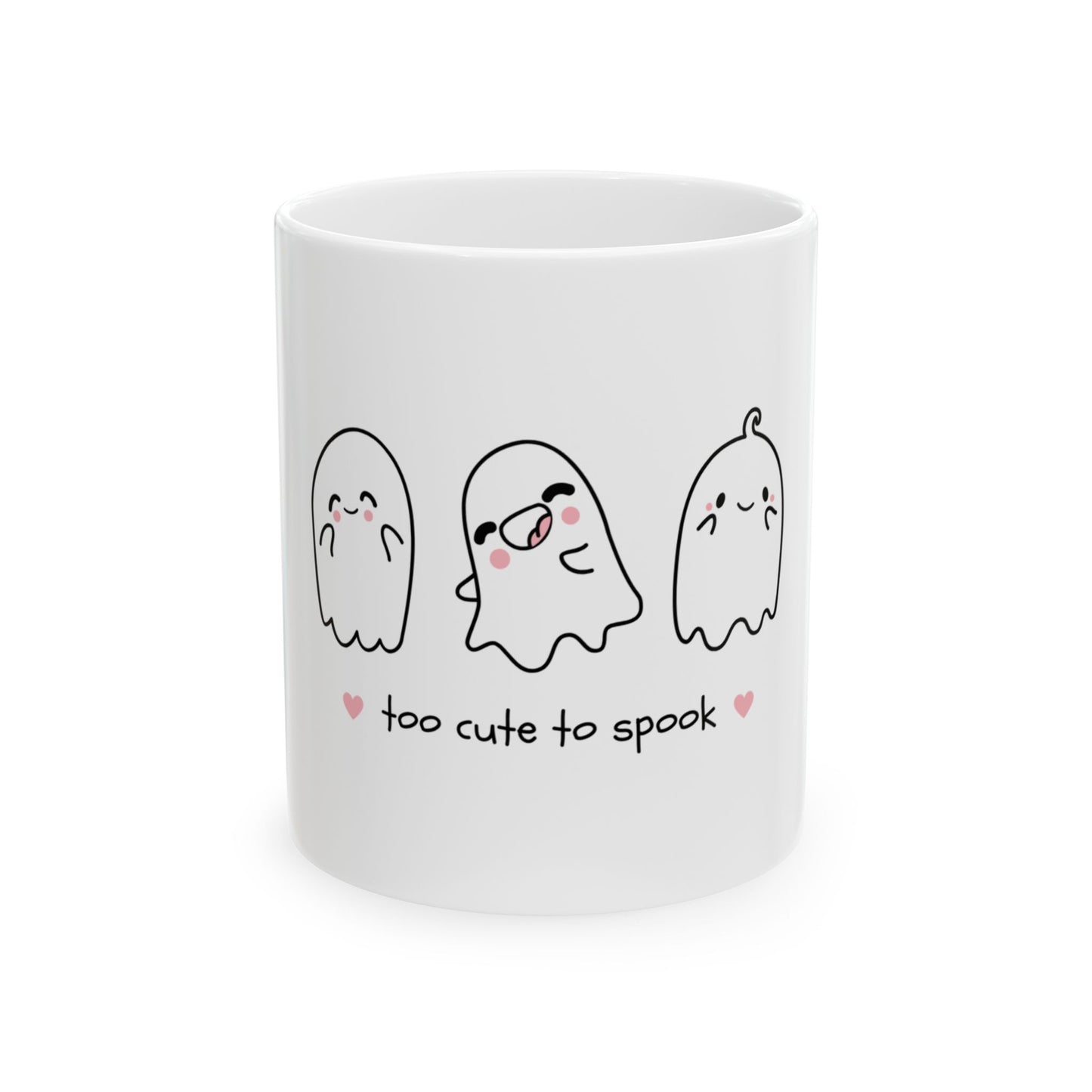 Cute Ghosts Ceramic Mug – "Too Cute to Spook" – Perfect Halloween Gift!